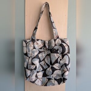 Artistic Black and Gray Tote Bag with Abstract Design